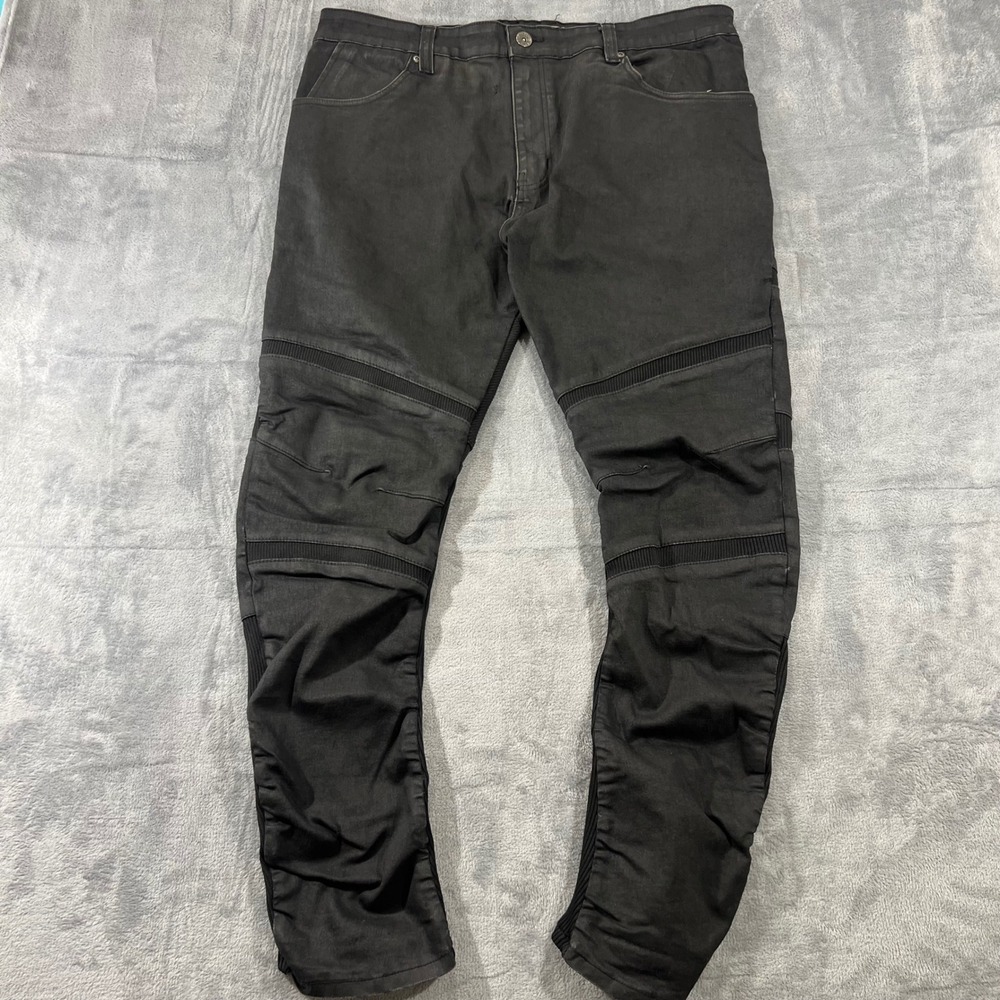 Iro-Ochi Mens Limited Edition /300 Black Moto Ribbed Panel Denim Jeans Size 36 - Picture 1 of 11